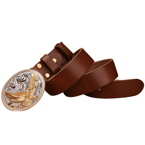 Brown Western Belt with Eagle Buckle