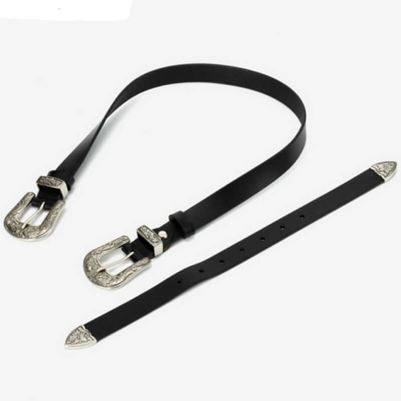 Double Buckle Western Belt Western Cowboy