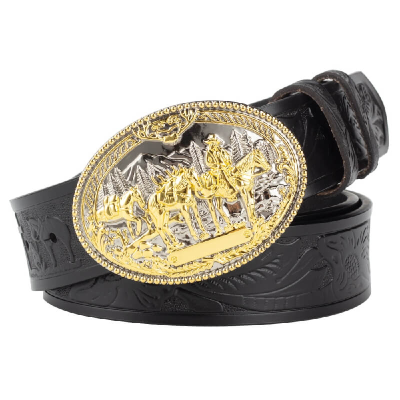 Gold Western Belt Black 28