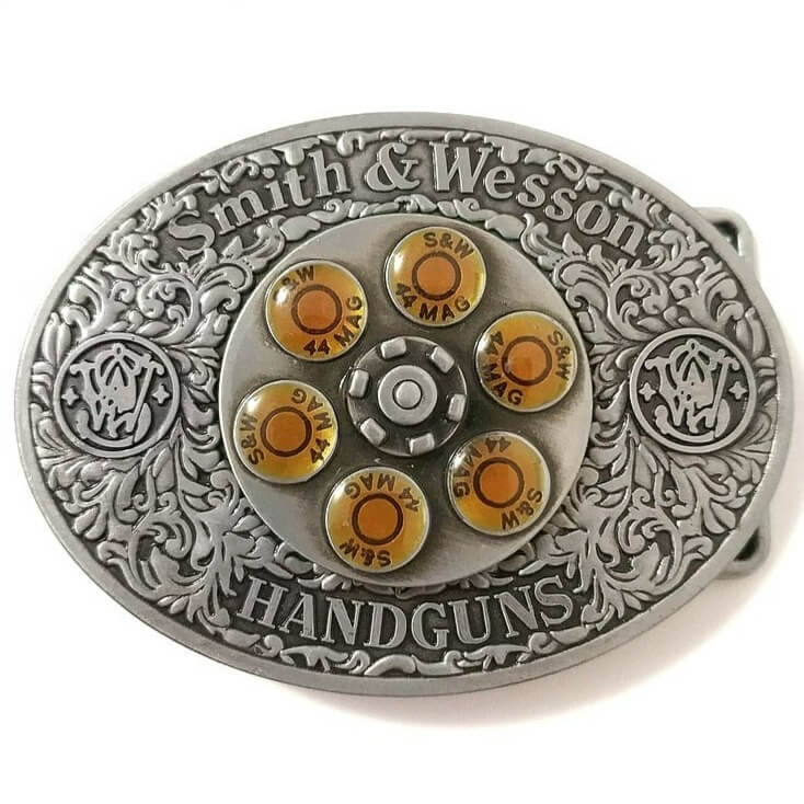 CLASSIC BELT BUCKLE 5 BARREL BULLETS 44 MAGNUM GUNS WEAPON GOLD/SILVER TONE  BB11