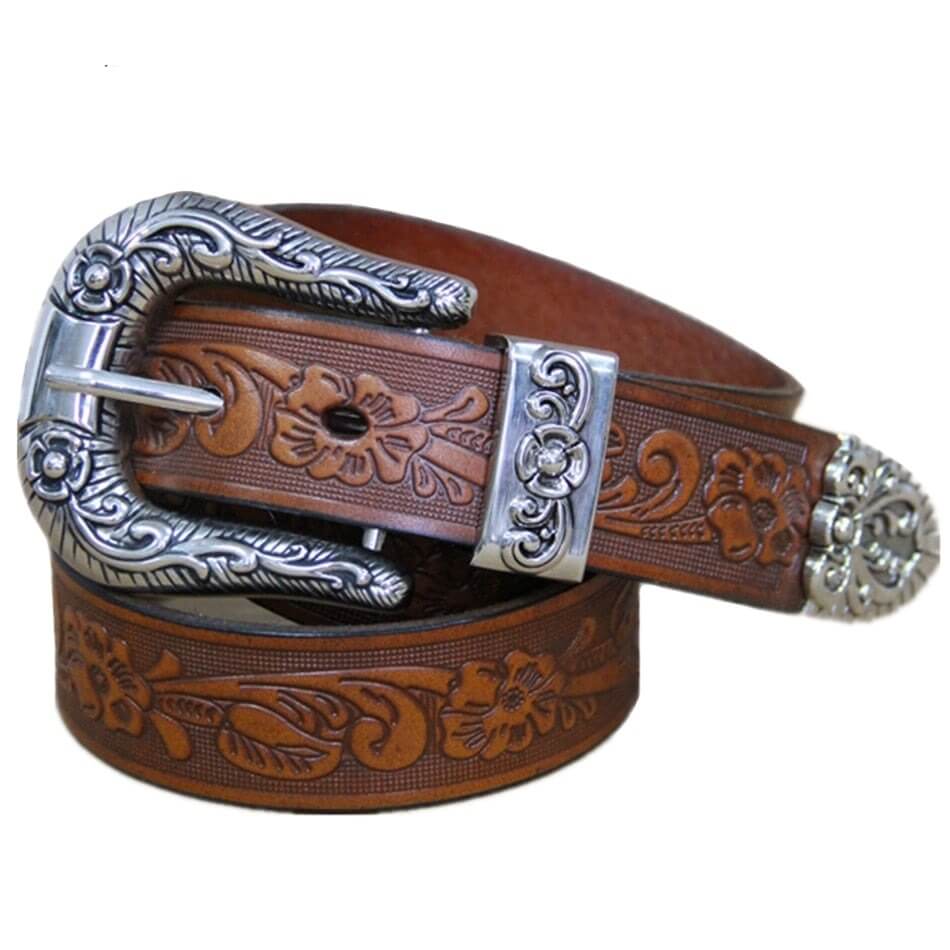 Vintage Brown Western Mexican Leather Belt — REBELLE VINTAGE SHOP