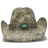 Straw Cowboy Hat with a Turquoise
