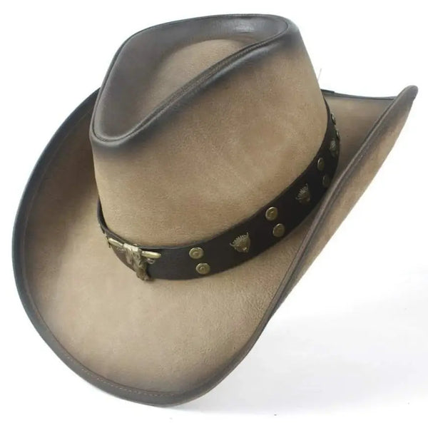 Vintage Style Leather Western Hat