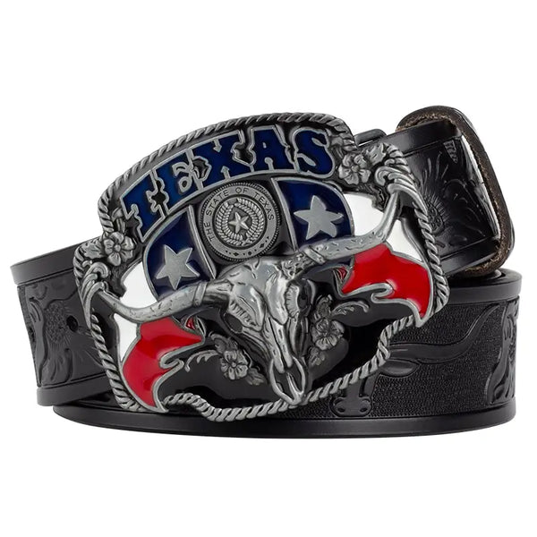 Black Texas Cowboy Belt