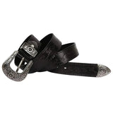 Black Genuine Leather Cowboy Belt
