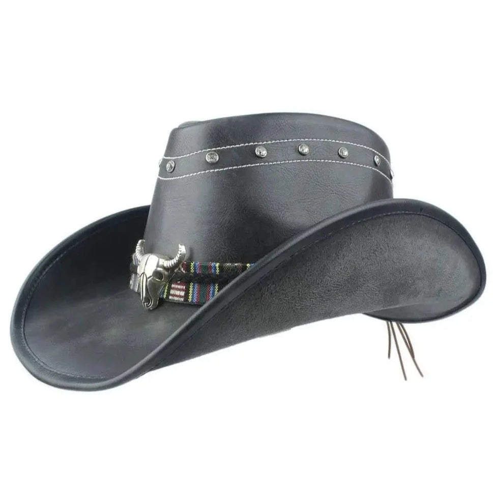 Black Leather Cowboy Hat | Western Cowboy