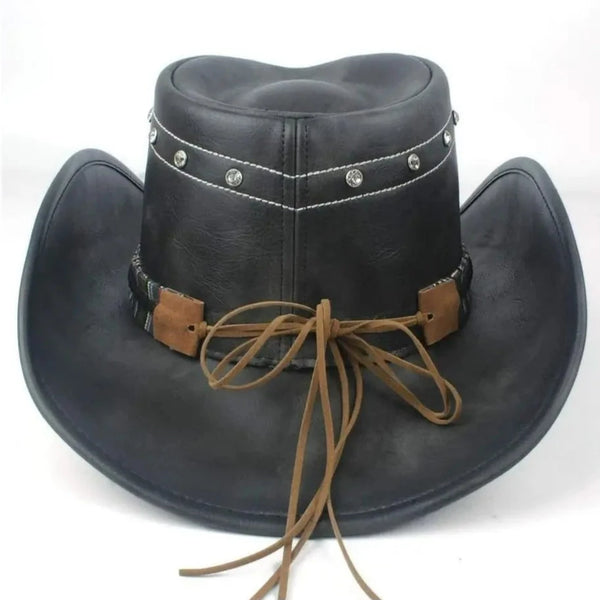 Modern Black Leather Cowboy Hat