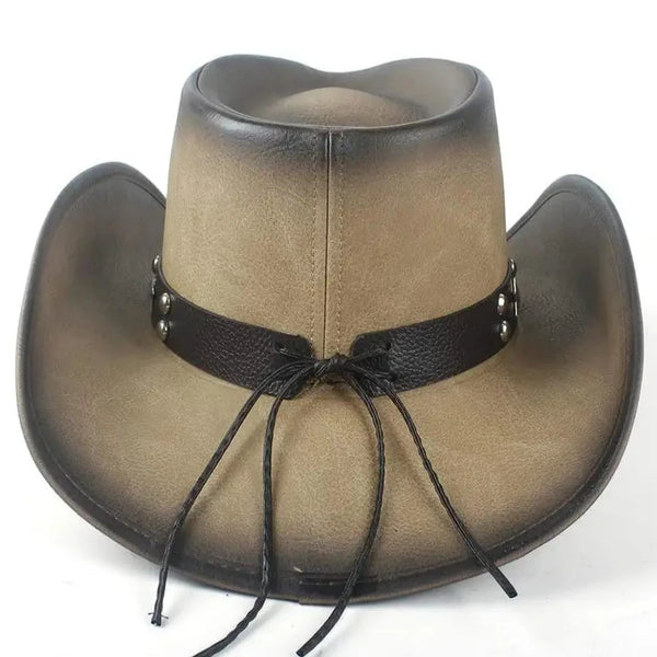 Vintage-Style Leather Cowboy Hat