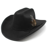 Black Cowboy Hat with a Feather