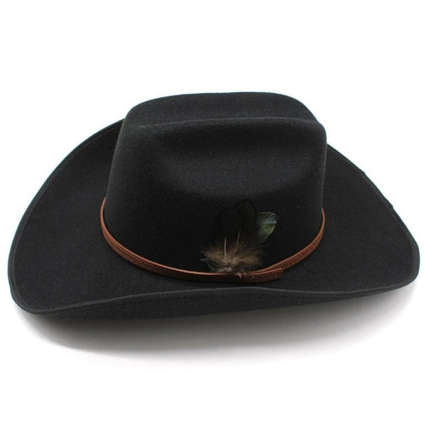 Black Western Hat with Feather