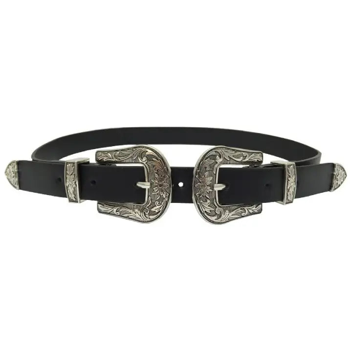 Double Buckle Western Belt Western Cowboy