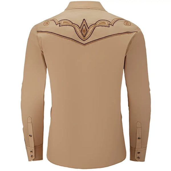 Beige Cowboy Shirt with Embroidery