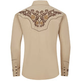 Beige Western Shirt with Brown Embroidery