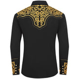 Black Western Shirt with Gold Embroidery