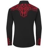 Black Cowboy Shirt with Red Emboidery