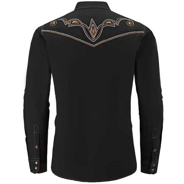 Black Cowboy Shirt with Embroidery
