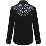Black Cowgirl Shirt with Floral Embroidery