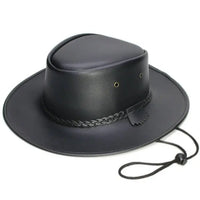 Black Faux Leather Cowboy Hat