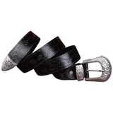 Black Leather Cowboy Belt for Men