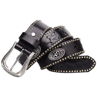 Black Leather Western Belt