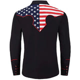 Black Patriotic Western Shirt with US Flag