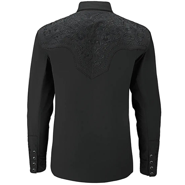 Black Western Shirt with Black Embroidery