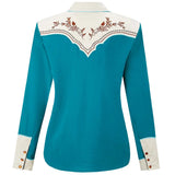 Blue Cowgirl Shirt with Embroidery