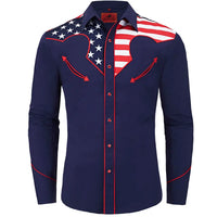 Blue Patriotic Western Shirt