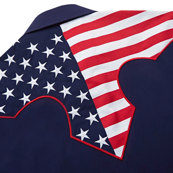 Blue Patriotic Western Shirt