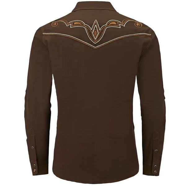 Brown Cowboy Shirt with Embroidery
