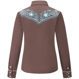 Brown Cowgirl Shirt with Floral Embroidery