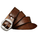 Brown Leather Western Style Cowboy Belt