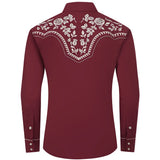 Burgundy Western Shirt with Floral Embroidery