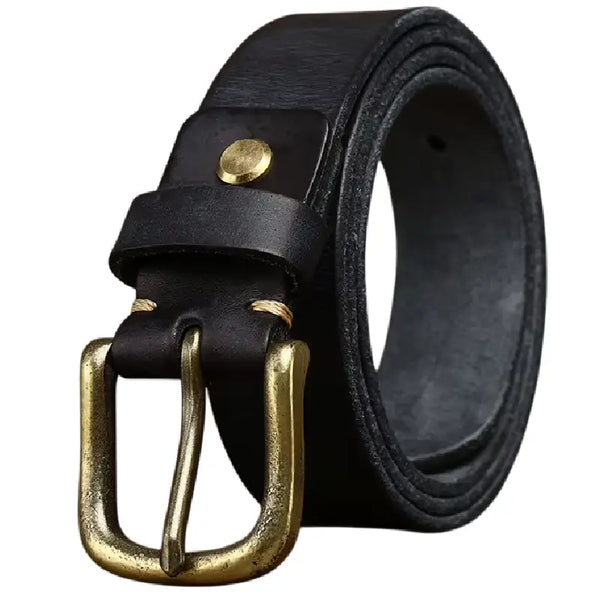 Classic Black Leather Western Belt
