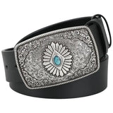 Cowhide Western Belt with Silver Buckle