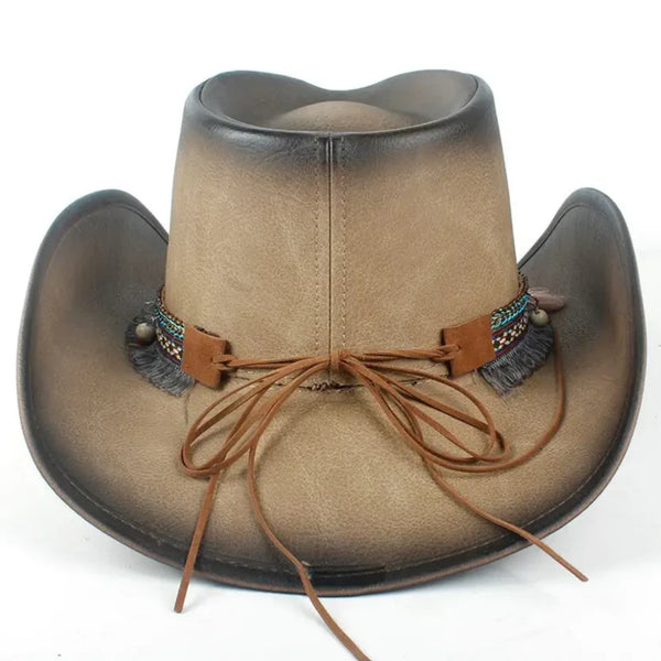 Leather Native American Cowboy Hat