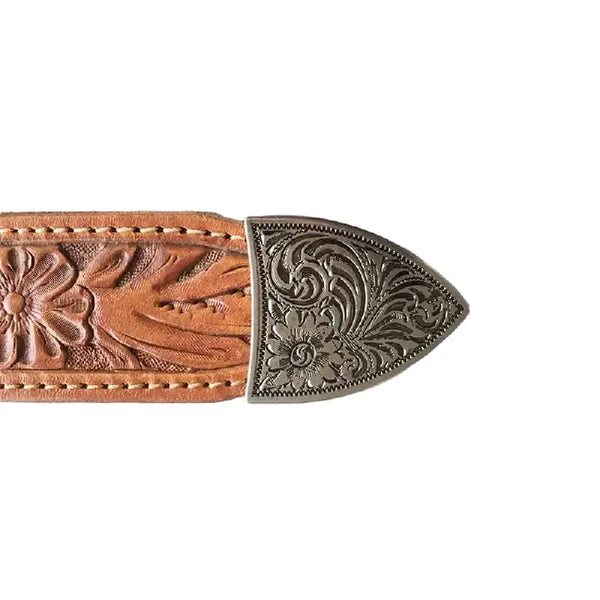 Genuine Leather Embossed Western Belt