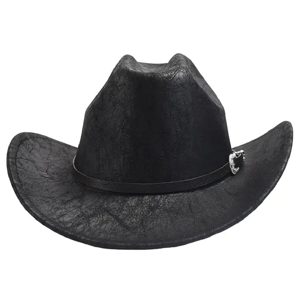 Faux Leather Cowboy Hat Black