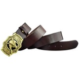 Genuine Leather Western Belt with Brass Buckle