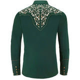 Green Western Shirt with Floral Embroidery