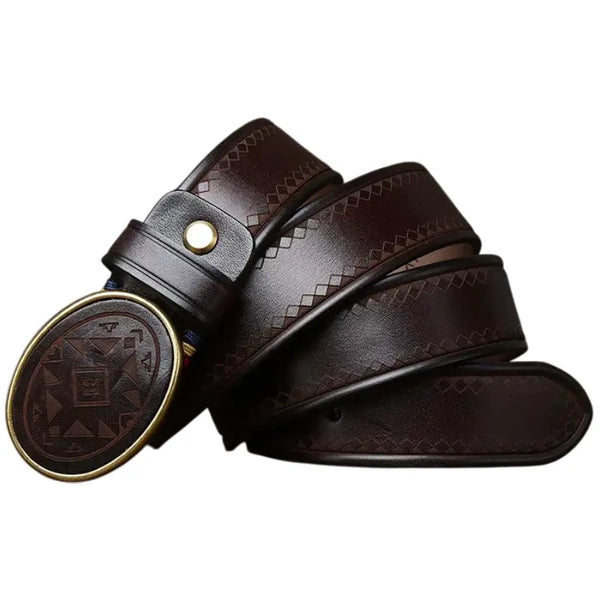 Indian Style Leather Cowboy Belt