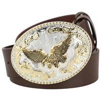 Brown Leather Belt With Eagle Buckle