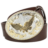 Brown Leather Belt With Eagle Buckle