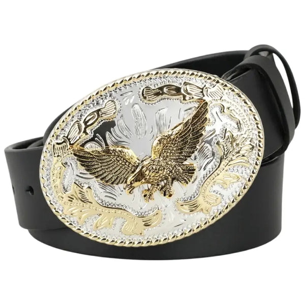 Leather Belt With Eagle Buckle