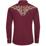 Maroon Western Shirt with Floral Embroidery