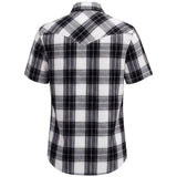 Men's Short Sleeve Black and White Plaid Cowboy Shirt