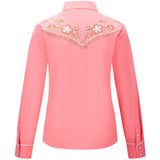 Pink Cowgirl Shirt with Floral Embroidery