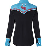 Retro Cowgirl Shirt with Rose Embroidery