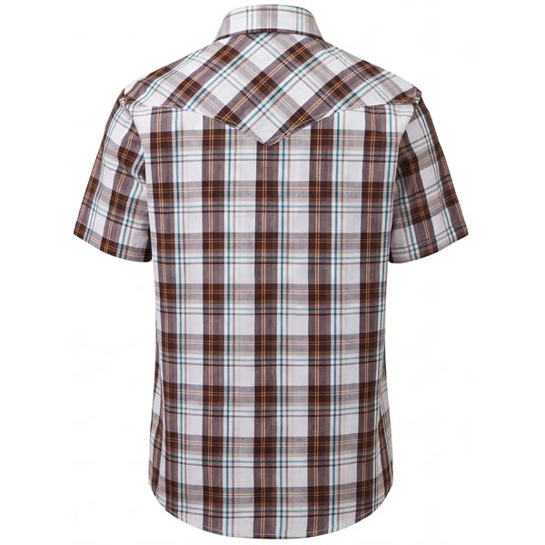 Short Sleeve Plaid Western Shirt for Men