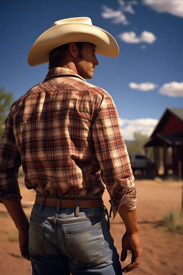 Cowboy man, american western. Wild west with funny guy cowboy. Stock Photo